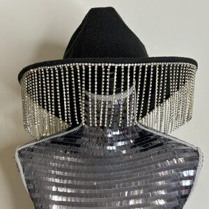 Rhinestone Fringe Black Cowboy Hat $25